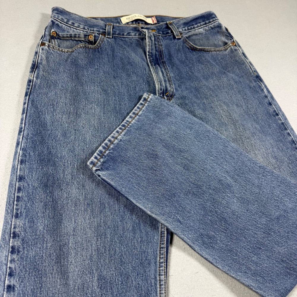Levis 505 Regular Fit Jeans Y2K Mens 36x32 Medium Wash Blue‎ Straight Leg Denim